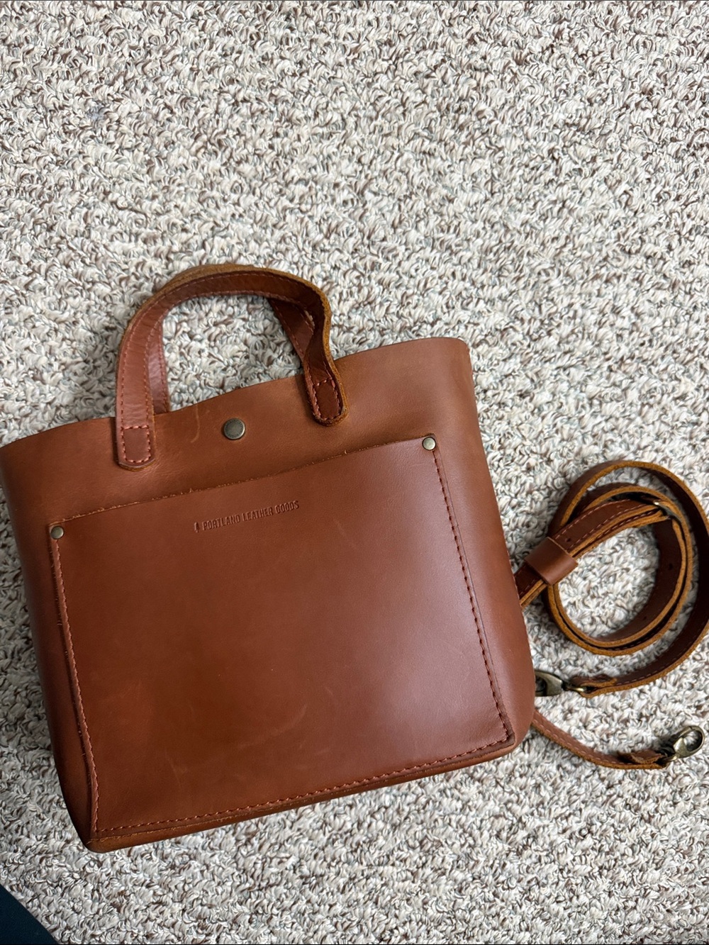 Portland Leather mini crossbody tote Leather Top-Handle Crossbody Bag in honey